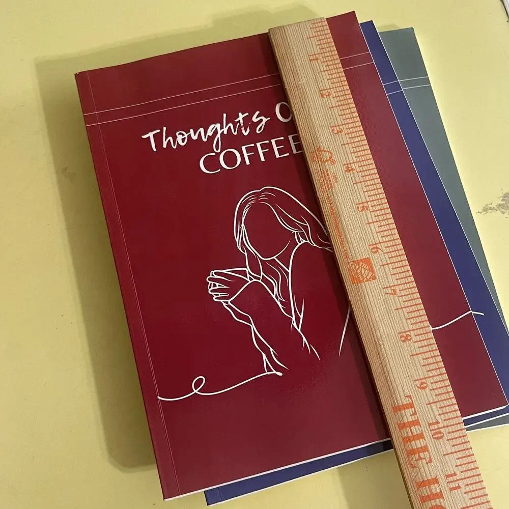 3 Minimalist Notebook Thoughts Over Coffee 7x10” Blue Green Burgundy 100 Pages E